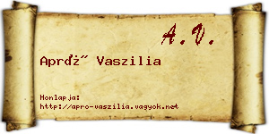 Apró Vaszilia névjegykártya